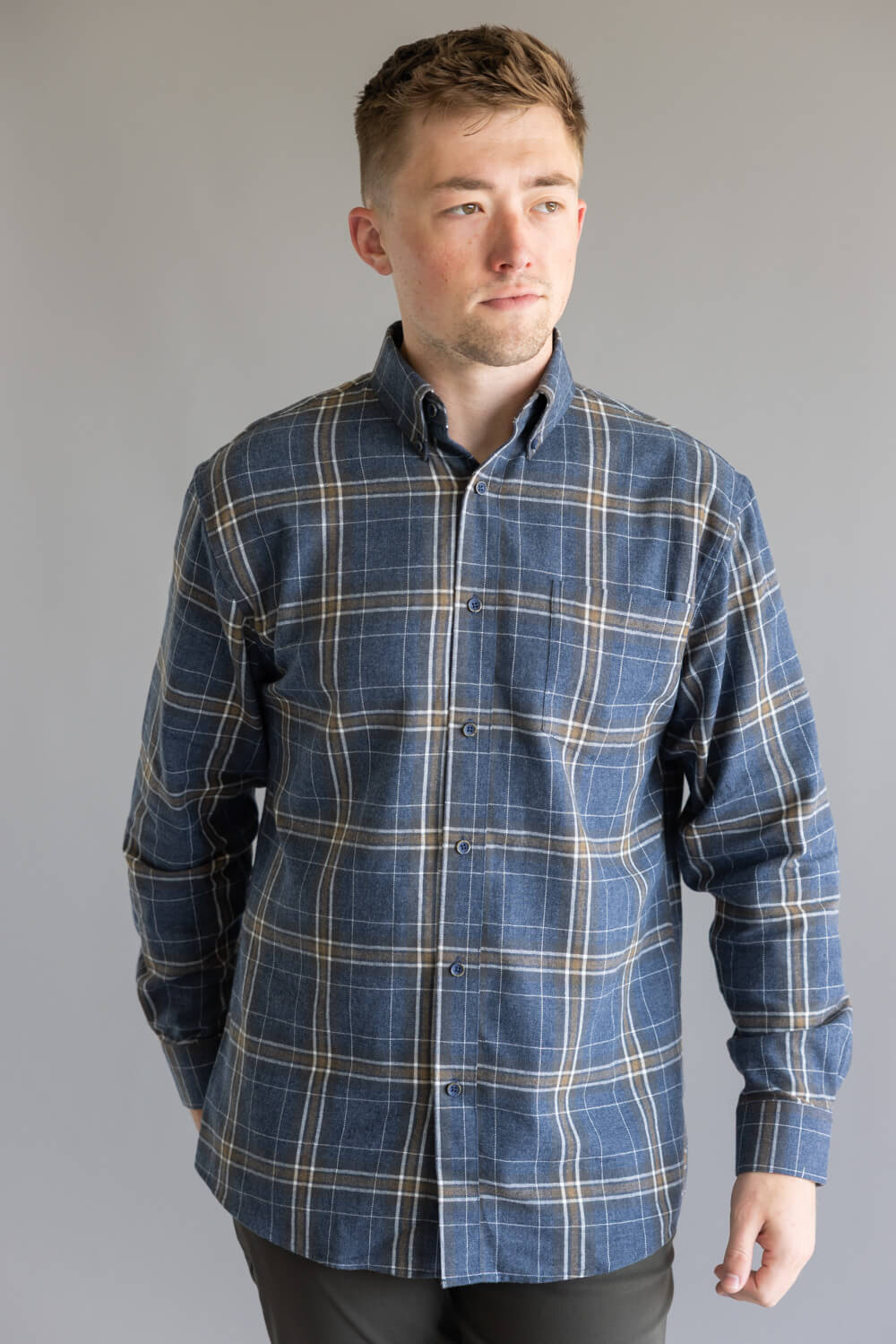 1897 Legends Flannel Shirt for Men in Indigo Plaid
