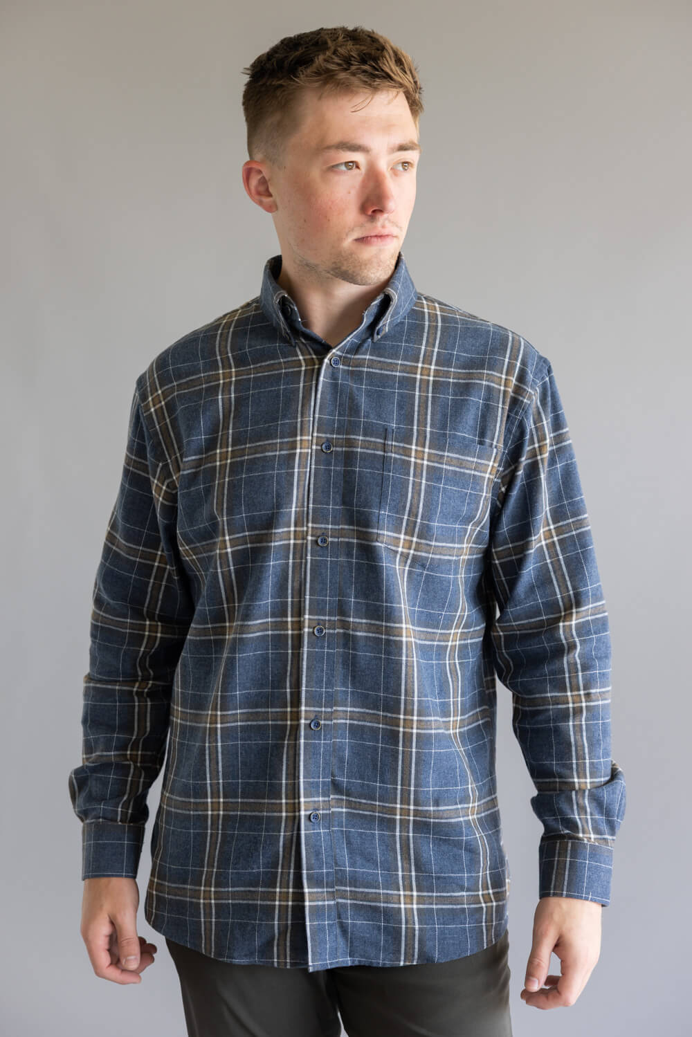 1897 Legends Flannel Shirt for Men in Indigo Plaid