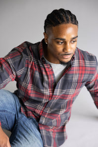 1897 Legends Flannel Shirt for Men in Red Multi Plaid