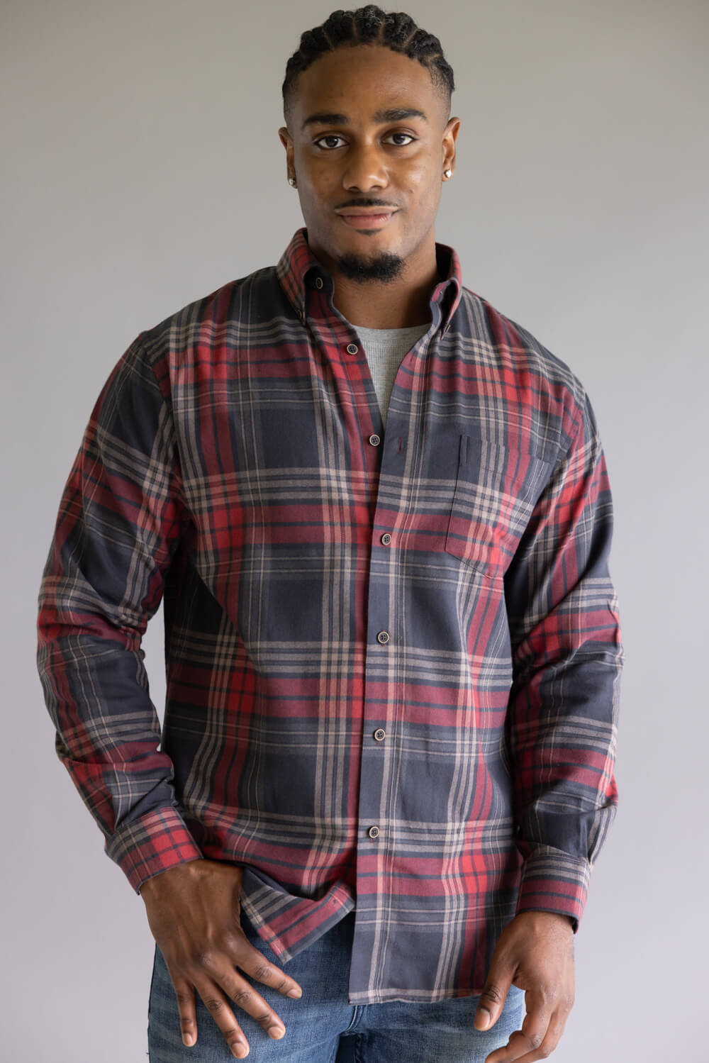 1897 Legends Flannel Shirt for Men in Red Multi Plaid