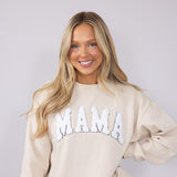 1897 Active Mama Chenille Patch Sweatshirt for Women in Cream