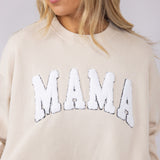 1897 Active Mama Chenille Patch Sweatshirt for Women in Cream