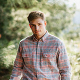 Corduroy Reverse Plaid Flannel Shirt for Men in Pink