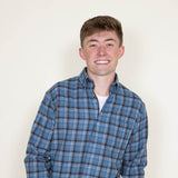Plaid Flannel Shirt for Men in Aqua Blue