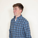 Plaid Flannel Shirt for Men in Aqua Blue