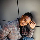 Corduroy Reverse Plaid Flannel Shirt for Men in Grey Brown