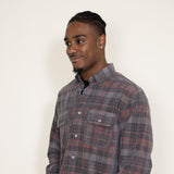 Corduroy Reverse Plaid Flannel Shirt for Men in Grey Brown