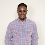 Corduroy Reverse Plaid Flannel Shirt for Men in Pink