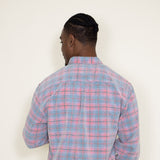 Corduroy Reverse Plaid Flannel Shirt for Men in Pink