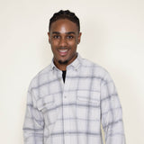 Corduroy Reverse Plaid Flannel Shirt for Men in White