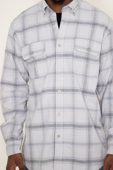 Corduroy Reverse Plaid Flannel Shirt for Men in White
