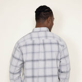 Corduroy Reverse Plaid Flannel Shirt for Men in White