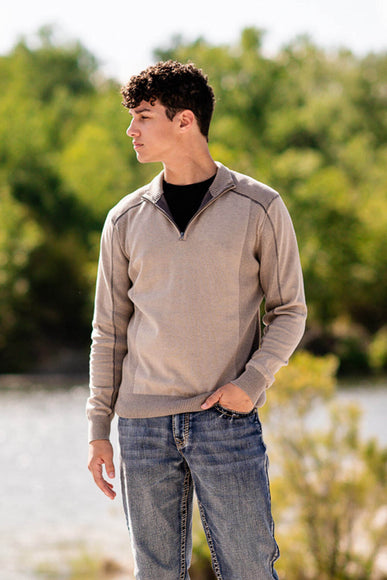 1897 Original 1/4 Zip Mock Neck Sweater for Men in Oatmeal