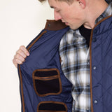 Quilted Field Vest for Men in Indigo Blue