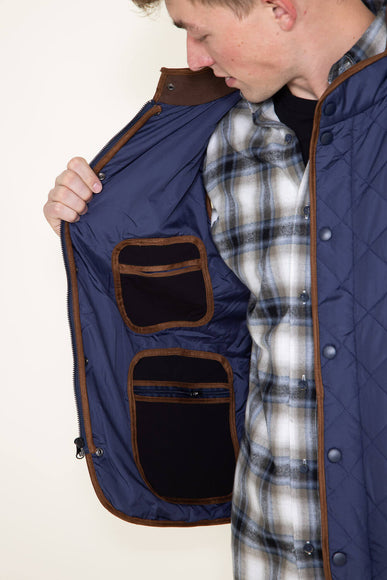 Quilted Field Vest for Men in Indigo Blue