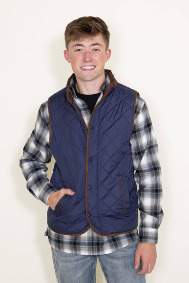 Quilted Field Vest for Men in Indigo Blue