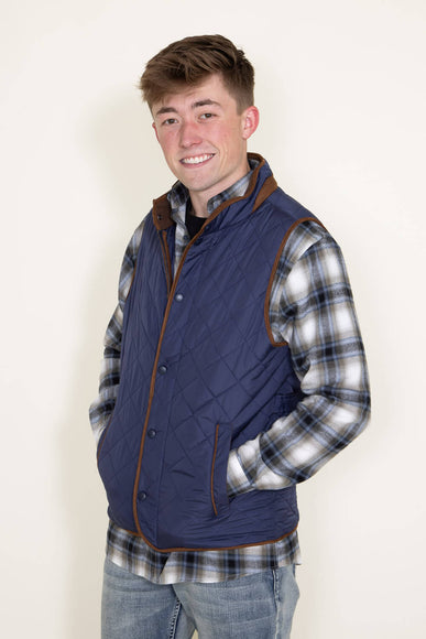 Quilted Field Vest for Men in Indigo Blue