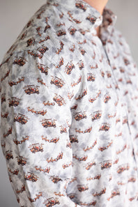 Santa Sleigh Button Up Shirt for Men in Silver