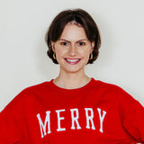 1897 Active Merry Embroidered Fleece Sweatshirt for Women in Red