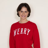 1897 Active Merry Embroidered Fleece Sweatshirt for Women in Red