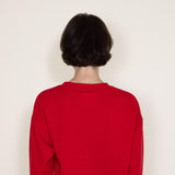 1897 Active Merry Embroidered Fleece Sweatshirt for Women in Red