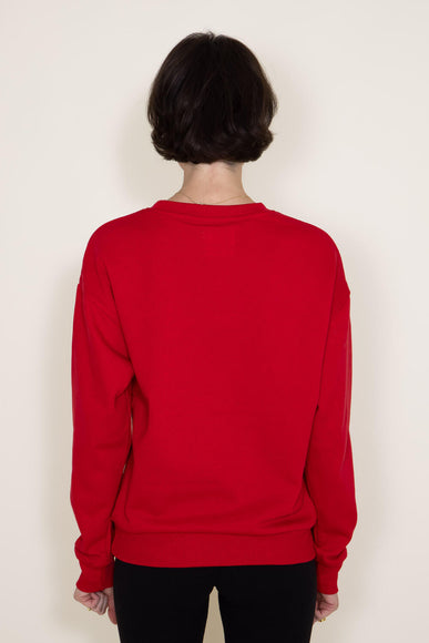 1897 Active Merry Embroidered Fleece Sweatshirt for Women in Red