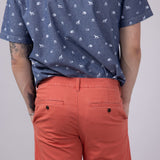 1897 Legends 9” Heavy Washed Twill Flat Front Shorts for Men in Red 