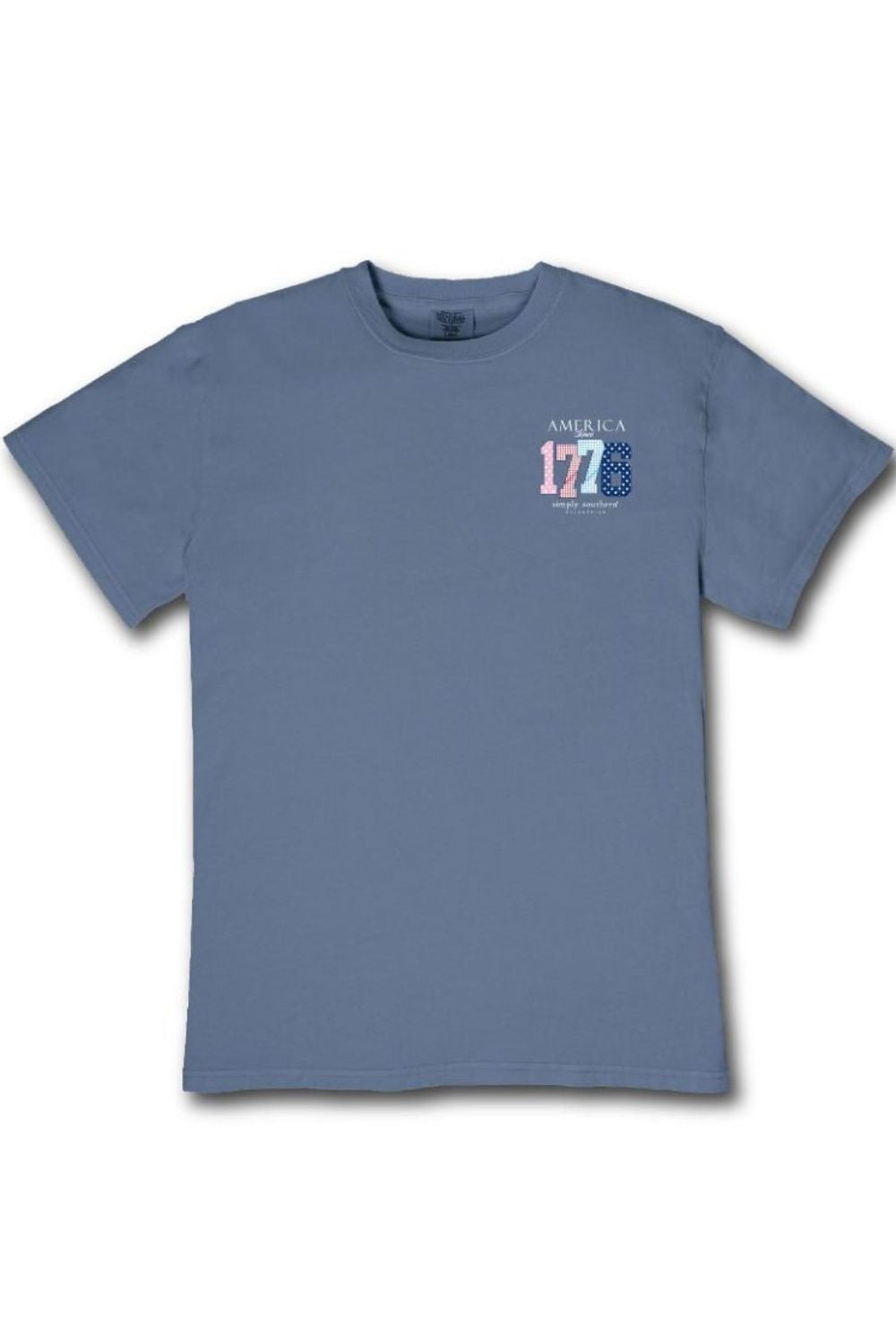 Simply Southern Plus Size America 1776 T-Shirt for Women in Overcast Blue