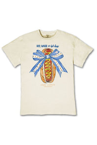 Simply Southern Youth Red White and Hot Dogs T-Shirt for Women in Bone