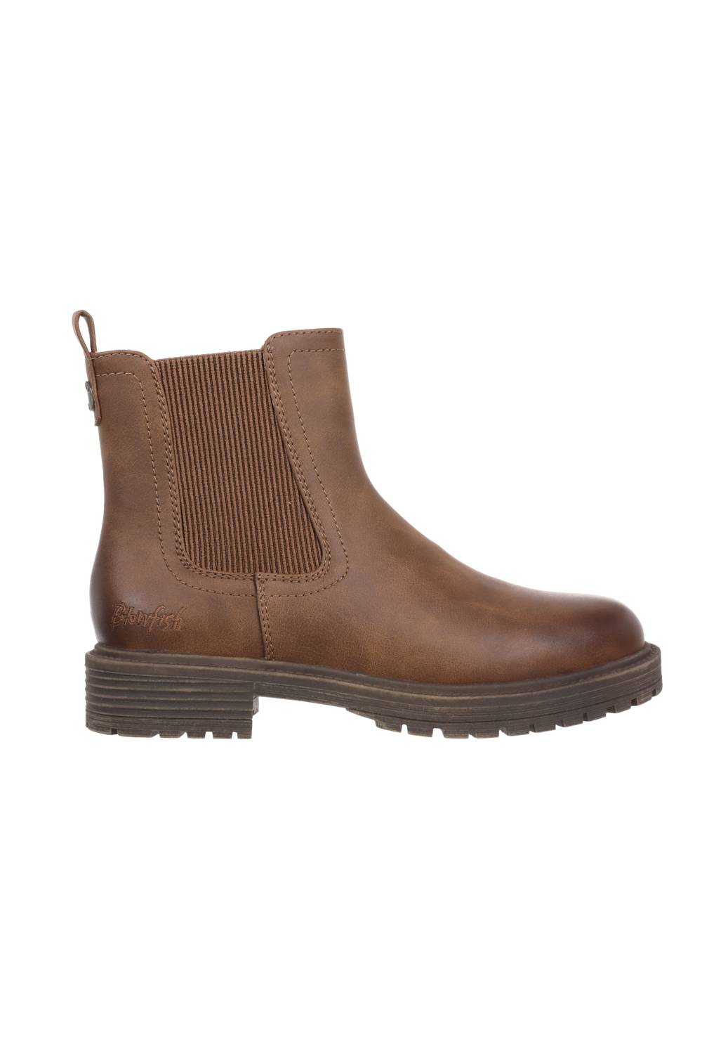 Black leather boot with laces on a white background