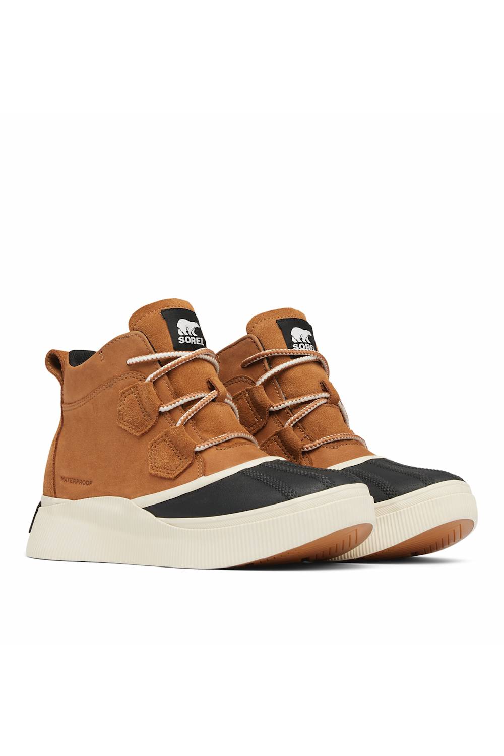 pair of sorel waterproof boots on a white background 