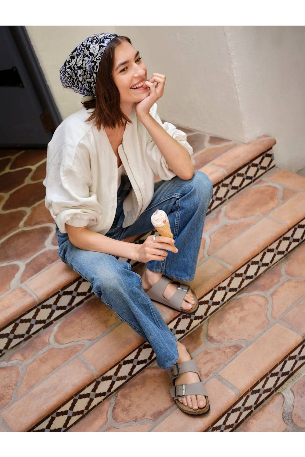 Birkenstock Arizona Birkibuc Sandals for Women in Gray Taupe