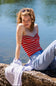 Striped Twist Front Tube Top for Women in Red/White