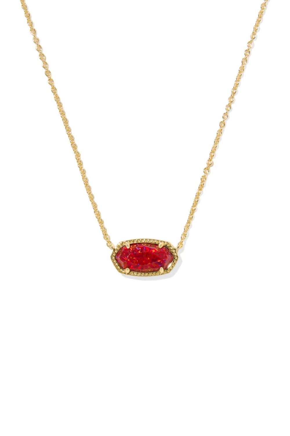 Kendra Scott Elisa Gold Pendant Necklace in Kyocera Red Opal | 9608802375