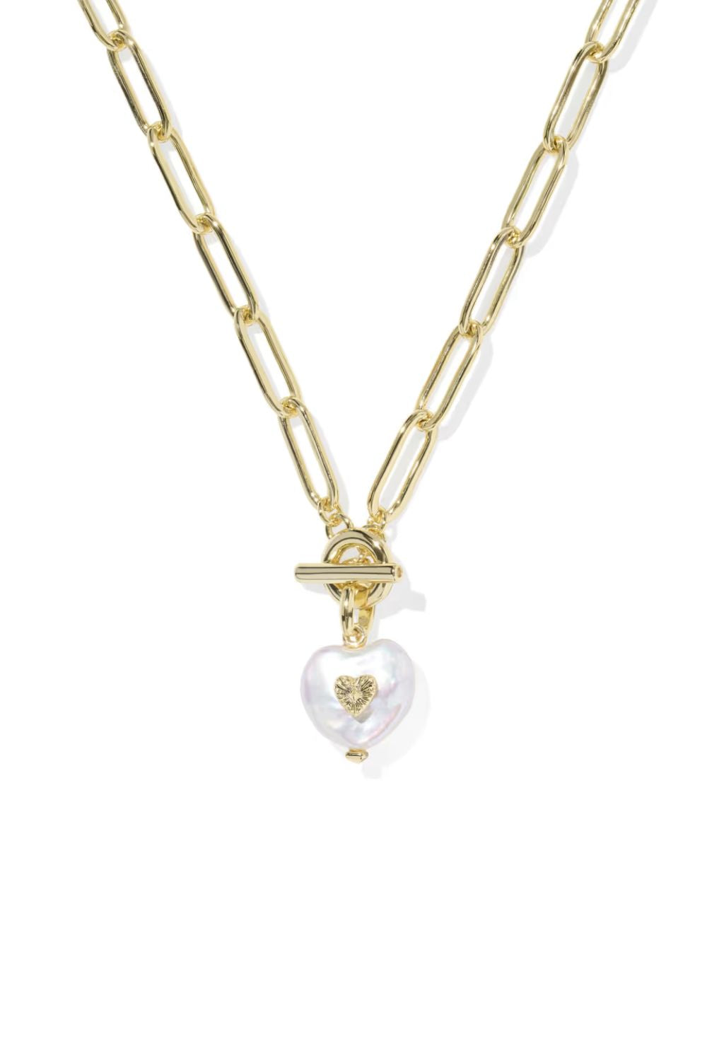 Kendra Scott Sasha Gold Chain Link Necklace in Pearl | 9608886290