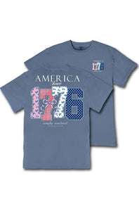 Simply Southern Youth America 1776 T-Shirt for Girls in Overcast Blue