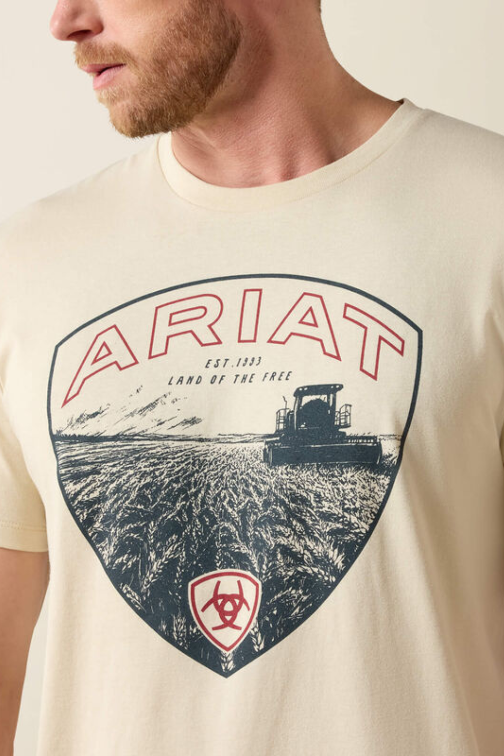 Ariat Land Of Free Farm T-Shirt for Men in Natural | 10071190-NATURAL