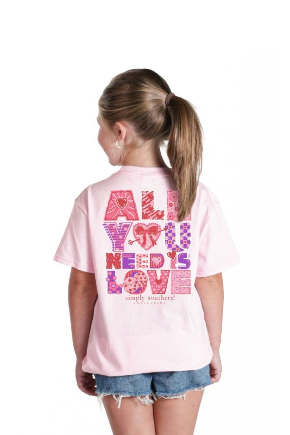 Simply Southern Youth All You Need Is Love T-Shirt for Girls in Rosy Pink | YTH-SS-LOVE-ROSY