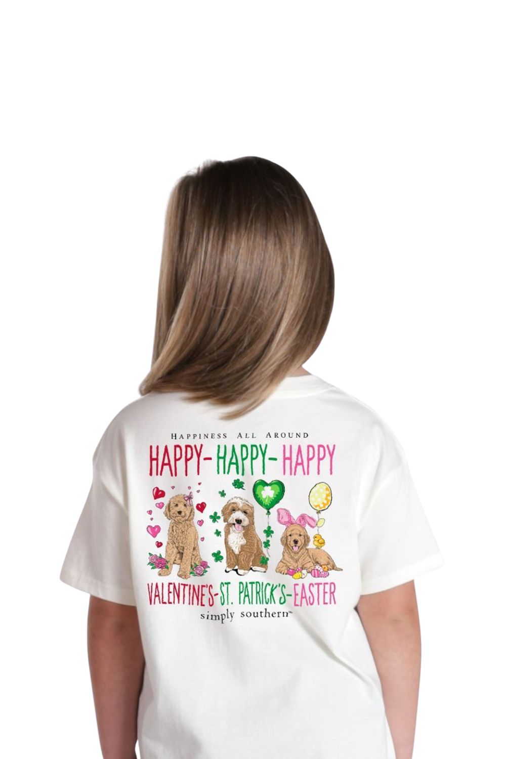 Simply Southern Youth Happy Everything T-Shirt for Girls in Oyster | YTH-SS-HAPPY-OYSTER