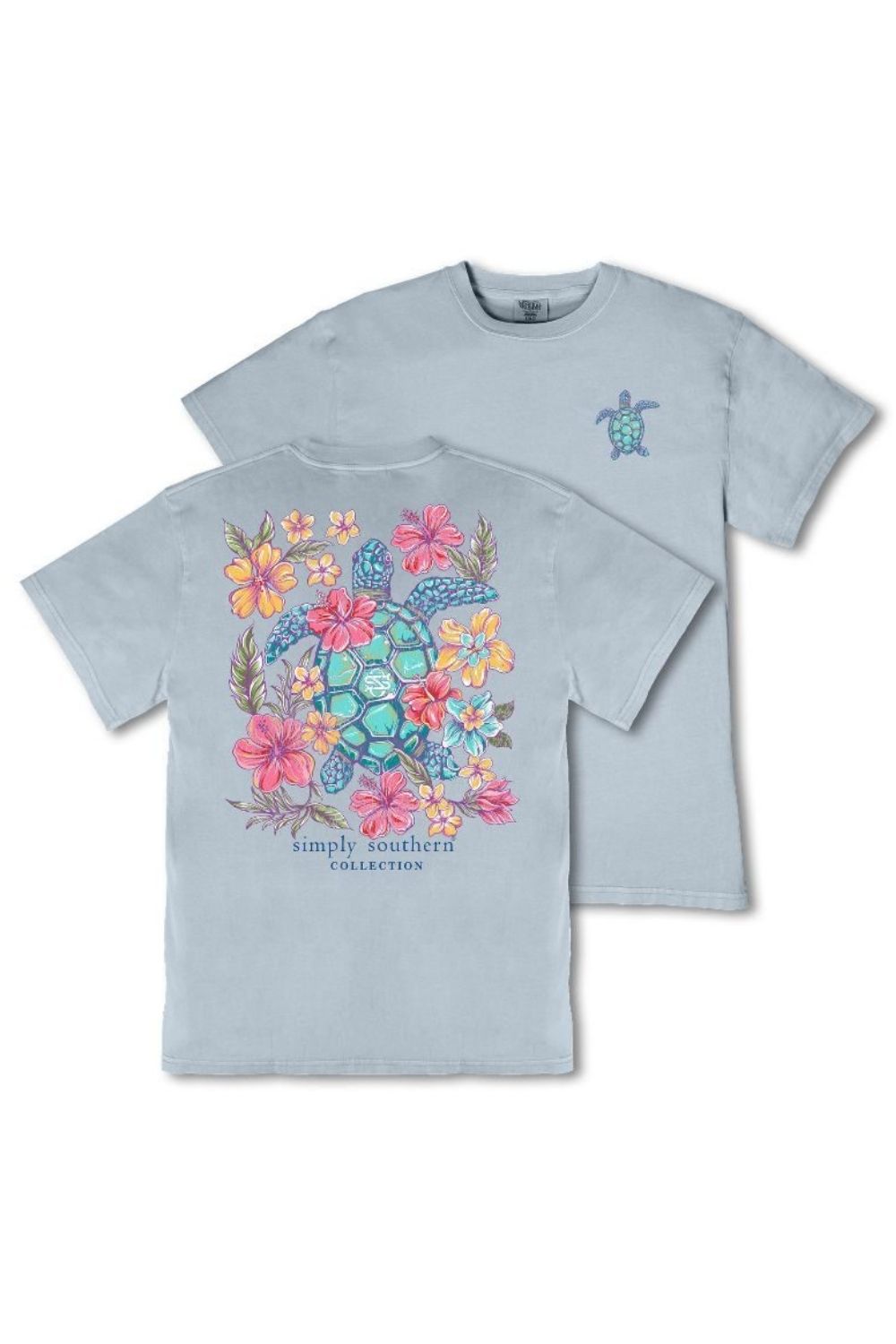 Simply Southern Youth Turtle Mineral Wash T-Shirt for Girls in Ashen