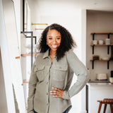 Thread & Supply Dominque Solid Shacket for Women in Olive Green