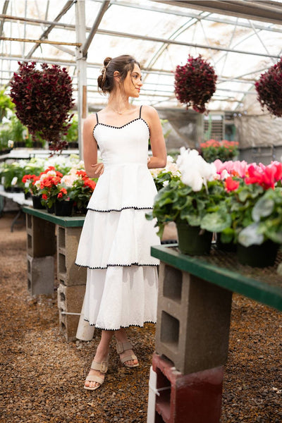 Open Back Tiered Midi Dress for Women in Off White at Glik's , L