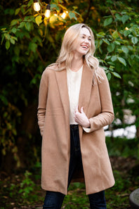 Love Tree Long Coat for Women in Camel