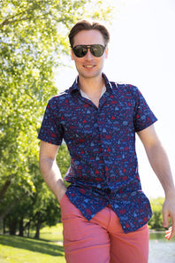 Lady Liberty Button Down for Men in Navy