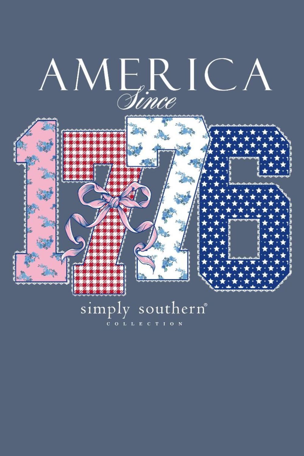 Simply Southern Plus Size America 1776 T-Shirt for Women in Overcast Blue