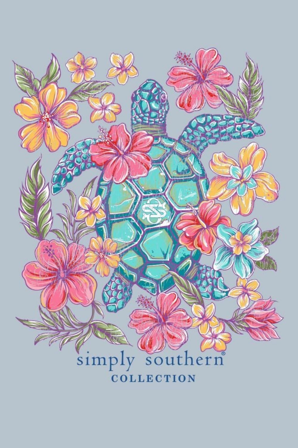 Simply Southern Plus Size Turtle Mineral Wash T-Shirt for Women in Ashen