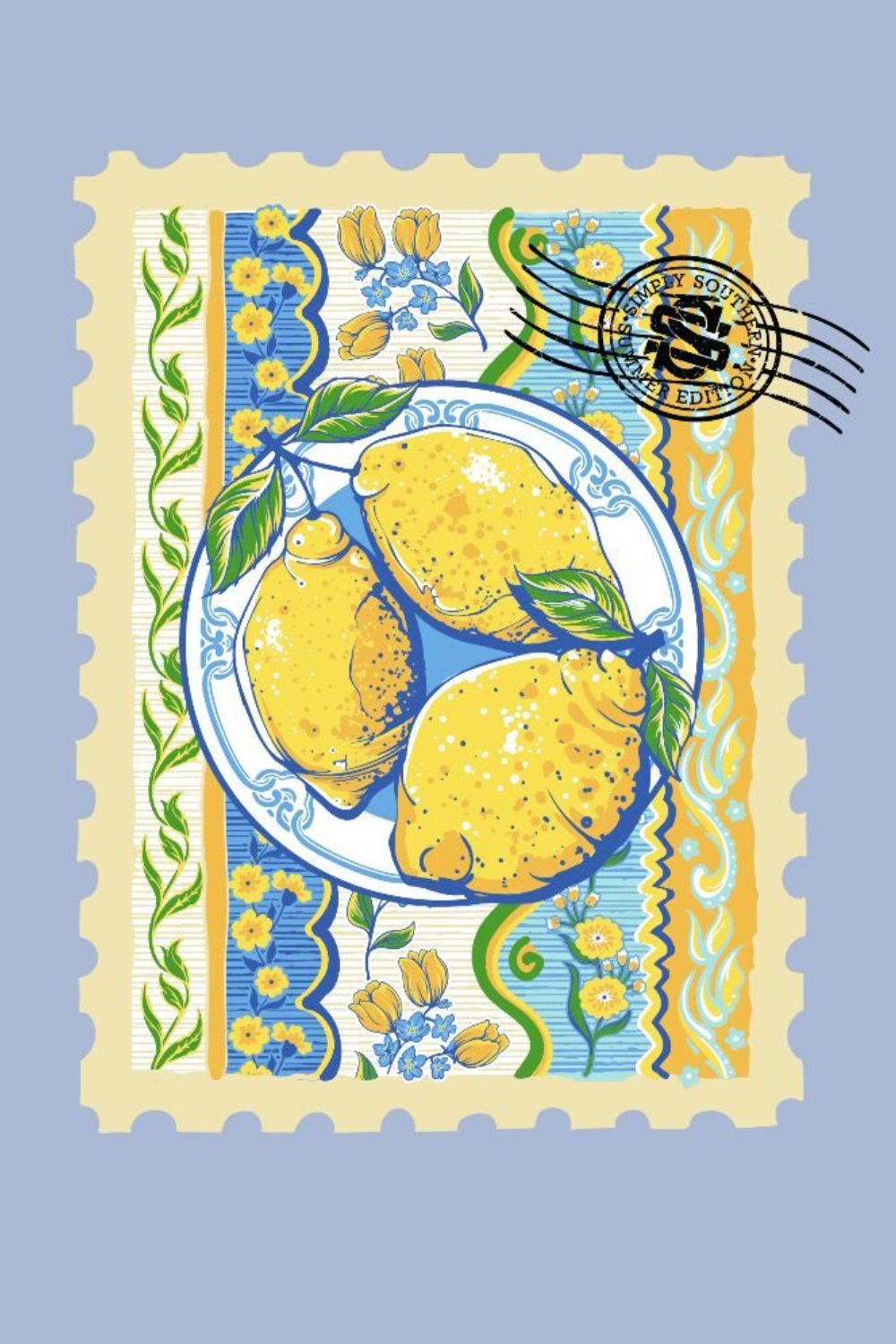 Simply Southern Youth Lemons T-Shirt for Girls in Washed Blue