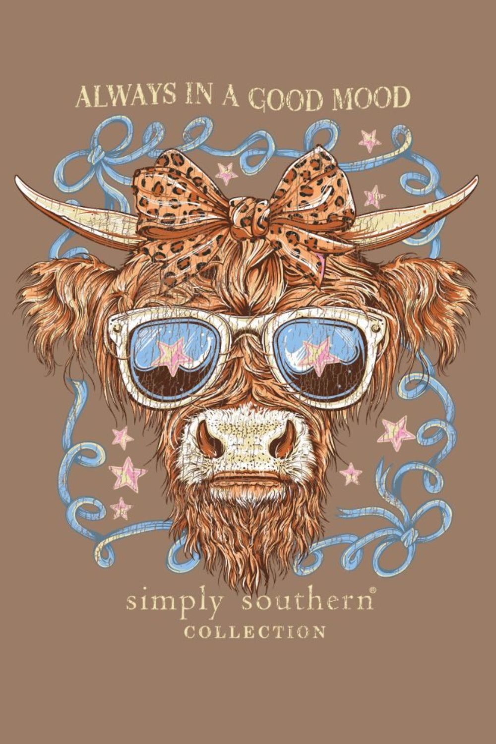 Simply Southern Youth Always In A Good Mood T-Shirt for Girls in Rawhide Brown