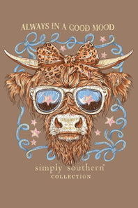 Simply Southern Youth Always In A Good Mood T-Shirt for Girls in Rawhide Brown