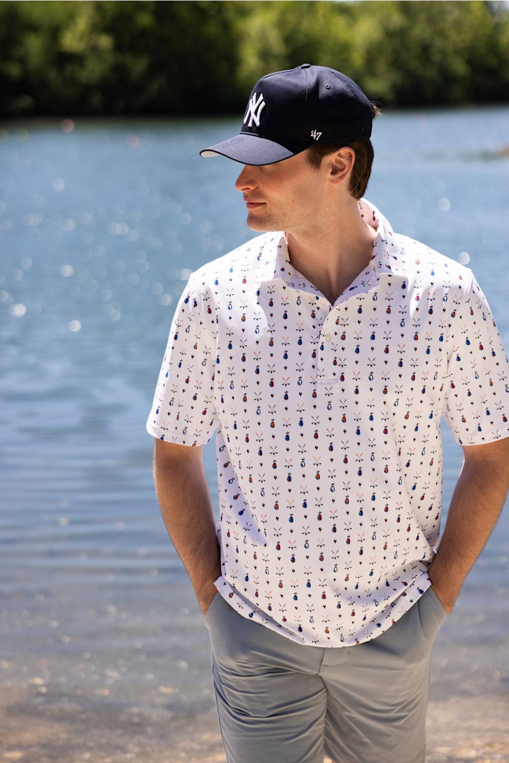 1897 Legends Golf Print Polo for Men in White